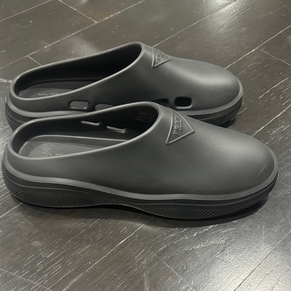Prada Men's Black Rubber Slip-Ons - Picture 3 of 6